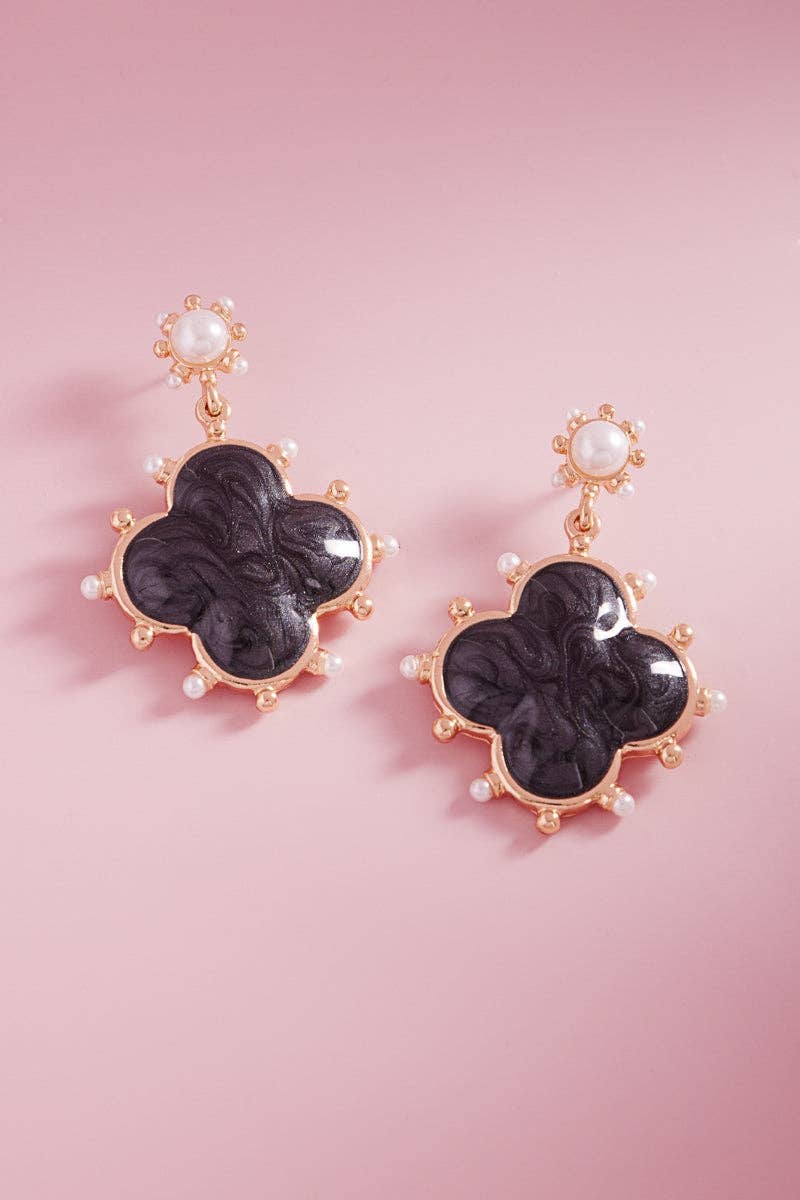 Clover Color Enamel Metal Dots Post Earrings