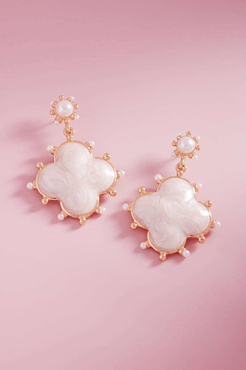 Clover Color Enamel Metal Dots Post Earrings