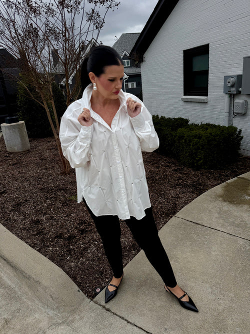Button Down Top Silver Studs
