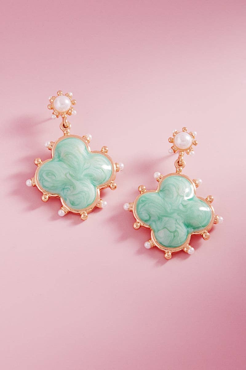 Clover Color Enamel Metal Dots Post Earrings