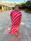Curvy pink striped dress