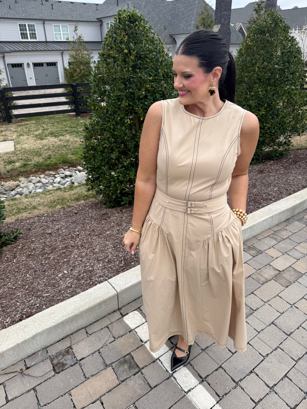 Buckle Poplin Stitch Dress