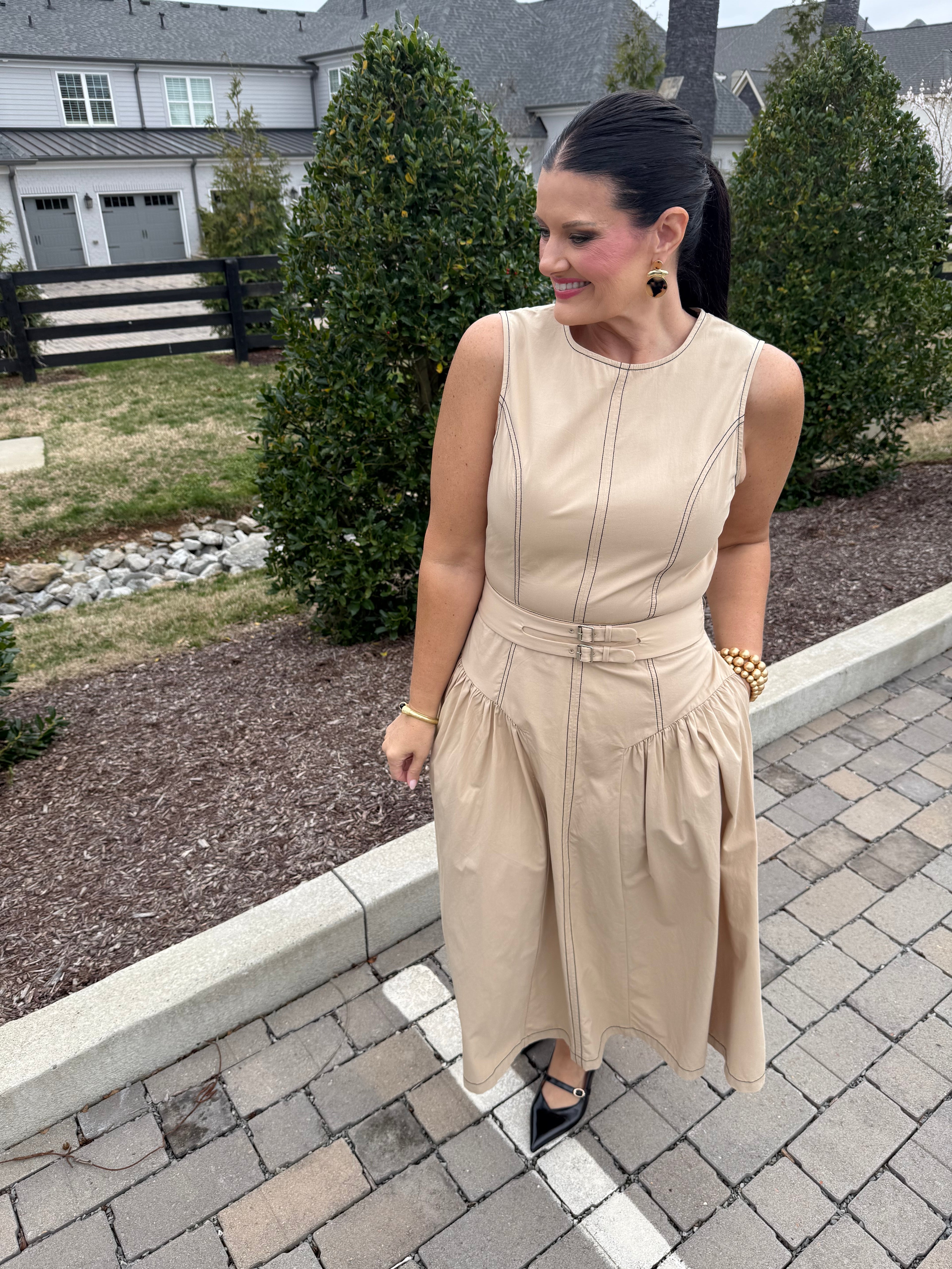 Buckle Poplin Stitch Dress