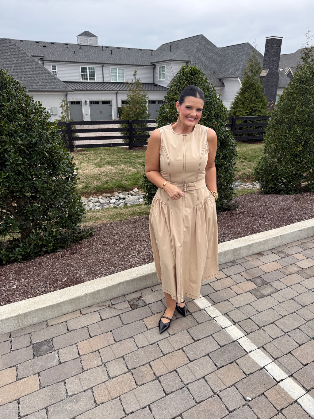 Buckle Poplin Stitch Dress