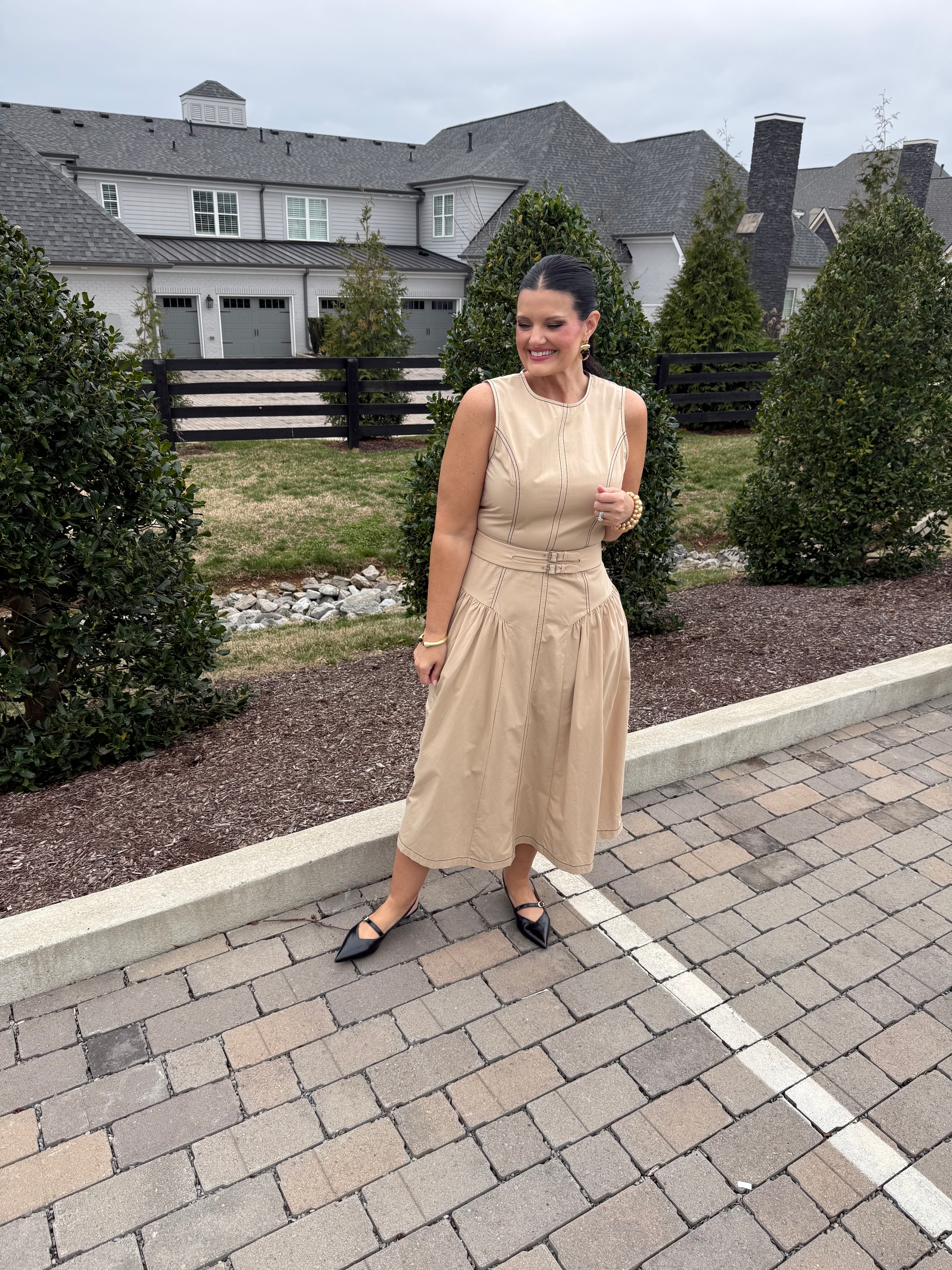 Buckle Poplin Stitch Dress