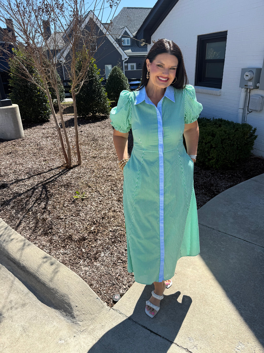 Poplin Shirt Dress Chambray