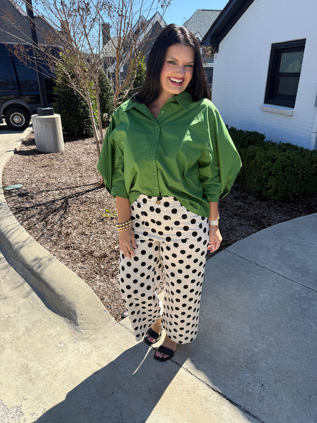 Balloon Sleeve Button Up Shirt