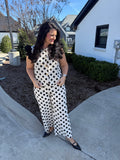 Layered Mesh Cap Sleeves Button Down Polka Dot Top.