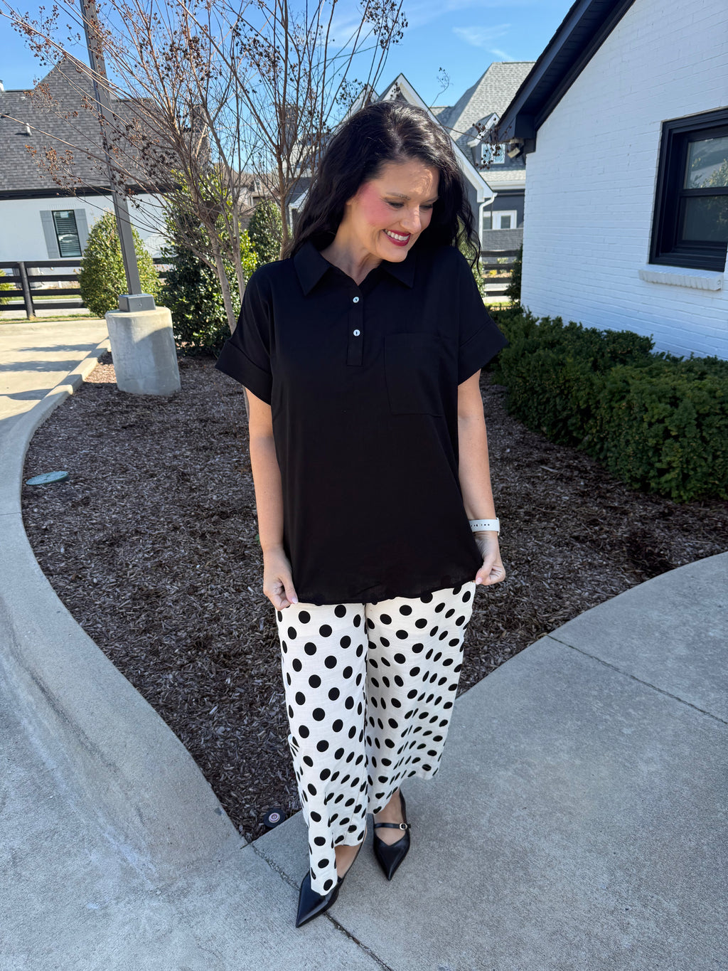 Drop Shoulder Black Top