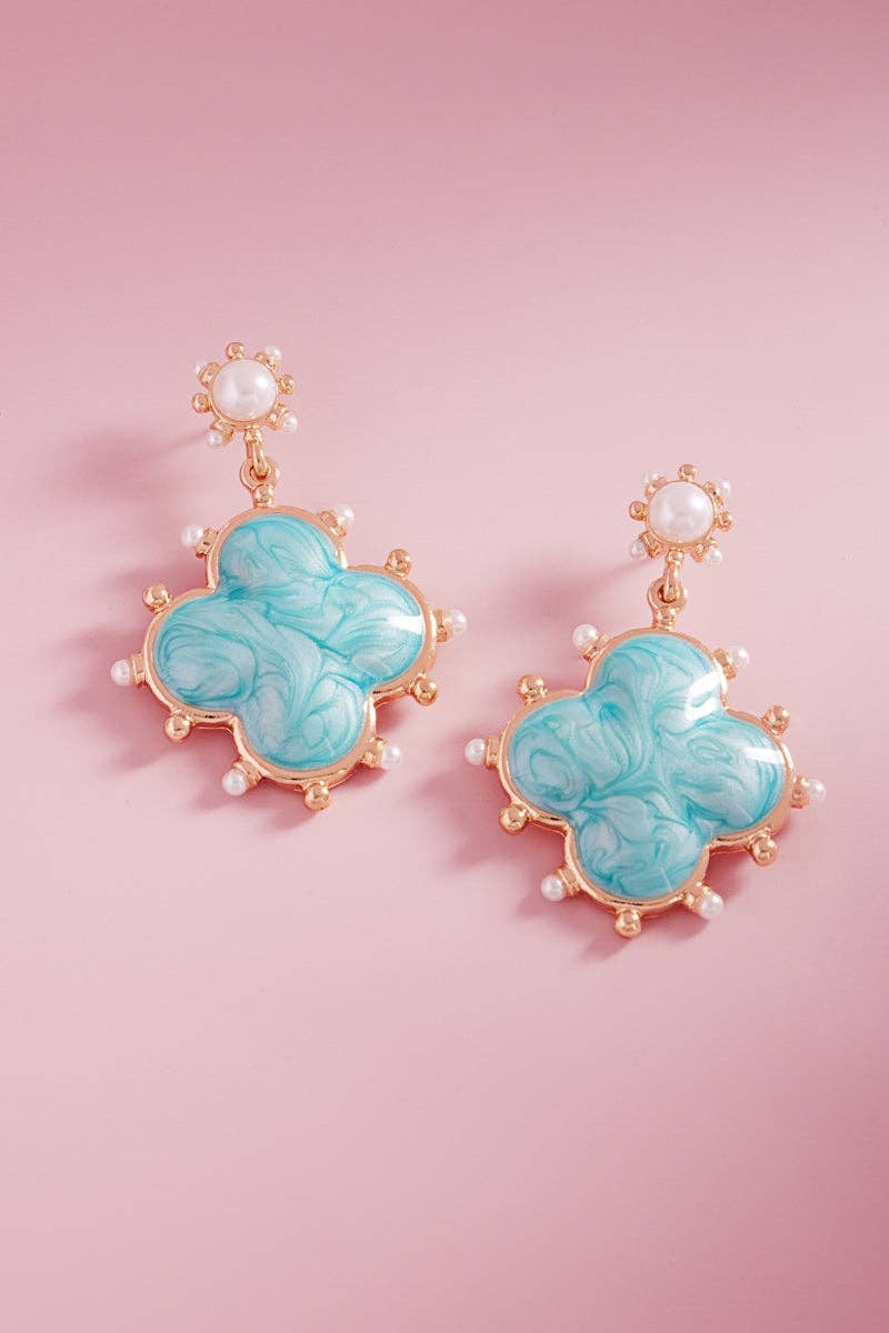 Clover Color Enamel Metal Dots Post Earrings