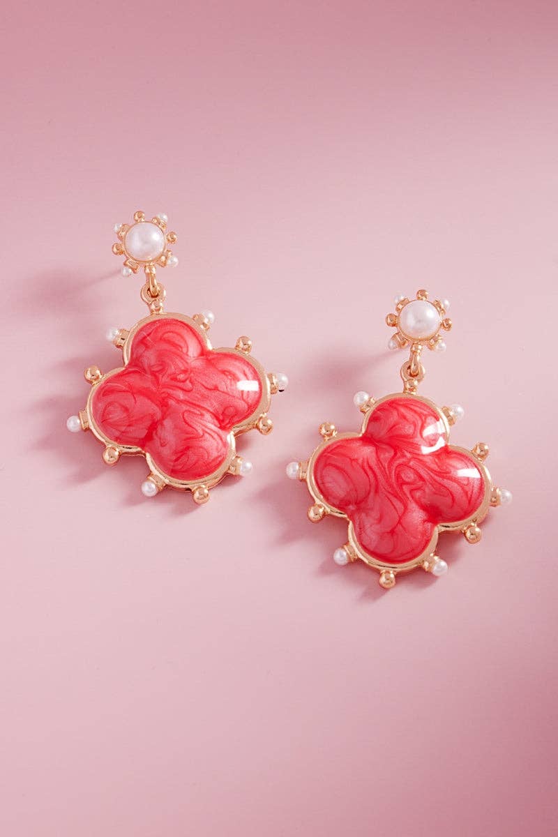 Clover Color Enamel Metal Dots Post Earrings